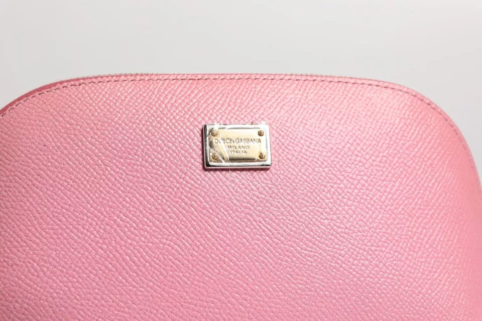 Portefeuille à fermeture éclair Dolce & Gabbana en cuir rose avec logo DG