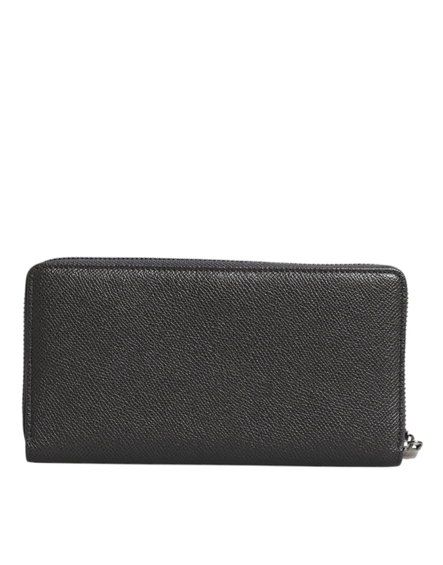 Portefeuille continental zippé Dolce & Gabbana en cuir gris foncé avec logo DG
