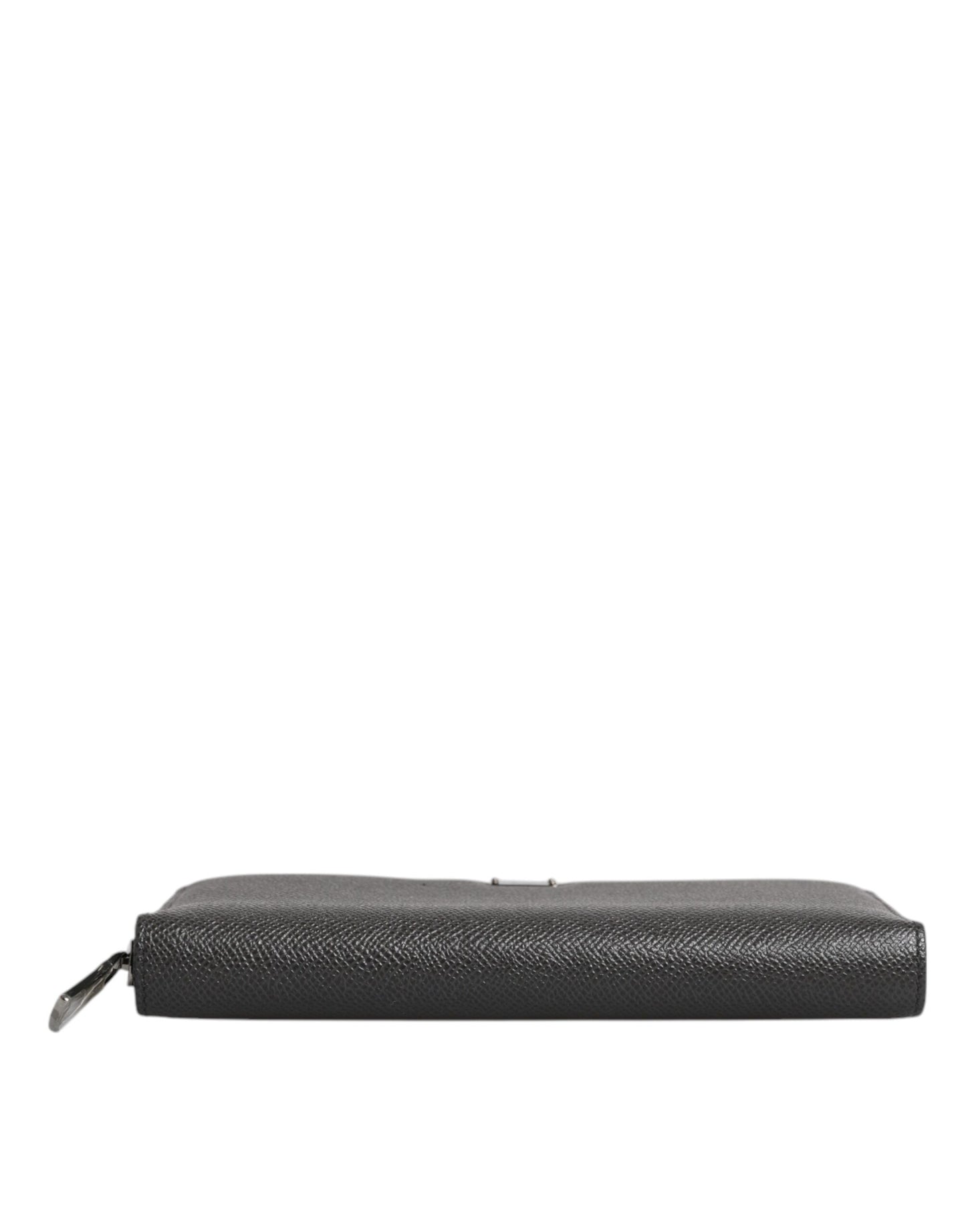 Portefeuille continental zippé Dolce & Gabbana en cuir gris foncé avec logo DG