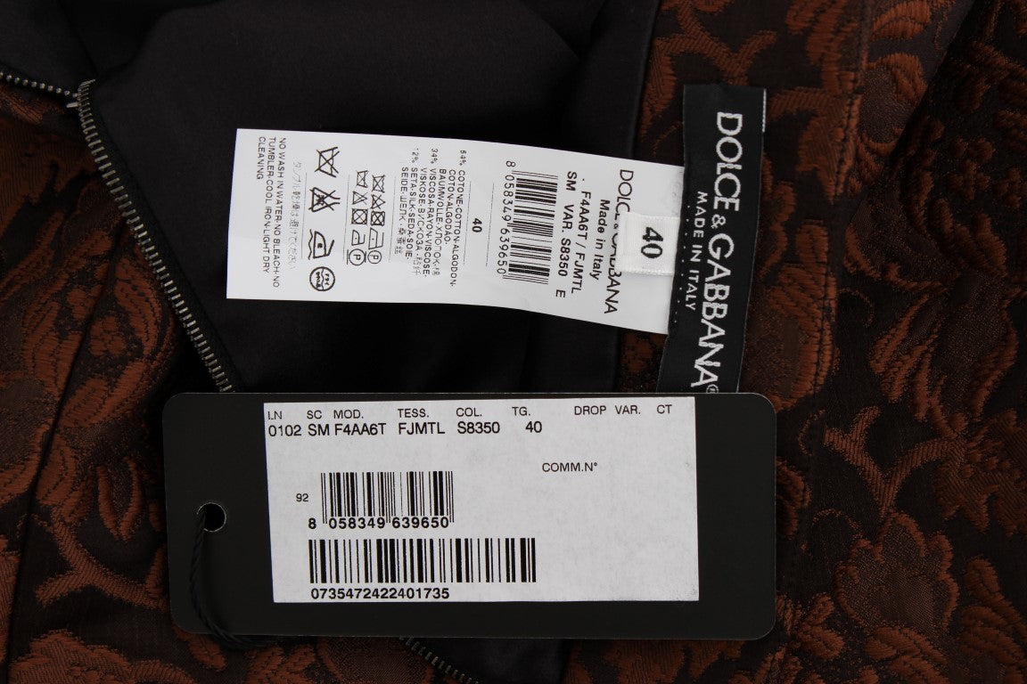 Mini-jupe boule en brocart floral marron Dolce & Gabbana