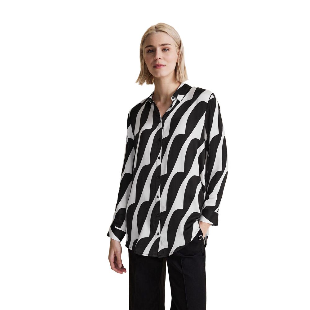 Street One – Viskosebluse in Schwarz und Weiß