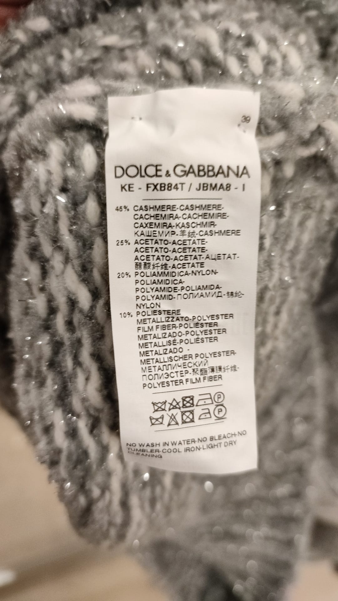 Pull col roulé en cachemire gris Dolce & Gabbana