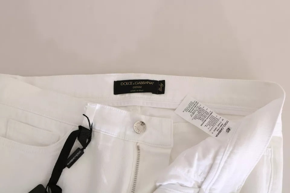 Jean skinny blanc orné de cristaux Dolce & Gabbana