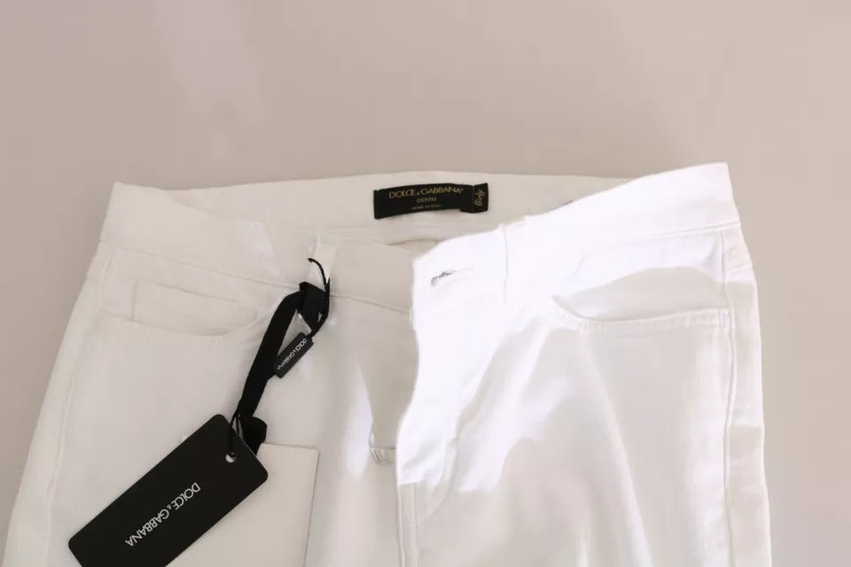 Jean skinny blanc orné de cristaux Dolce & Gabbana