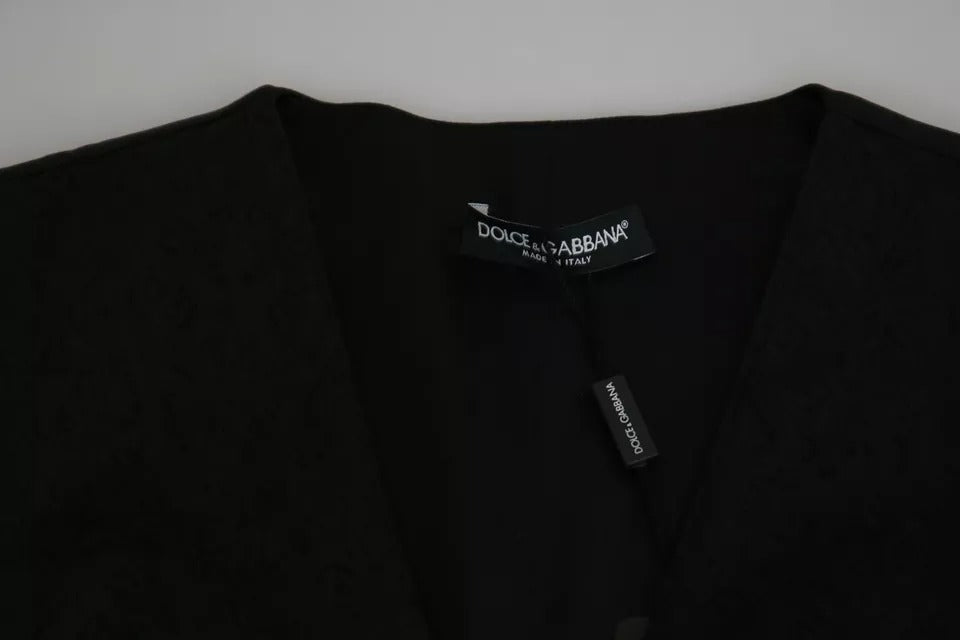 Gilet en dentelle noire Dolce & Gabbana, gilet slim, haut en soie