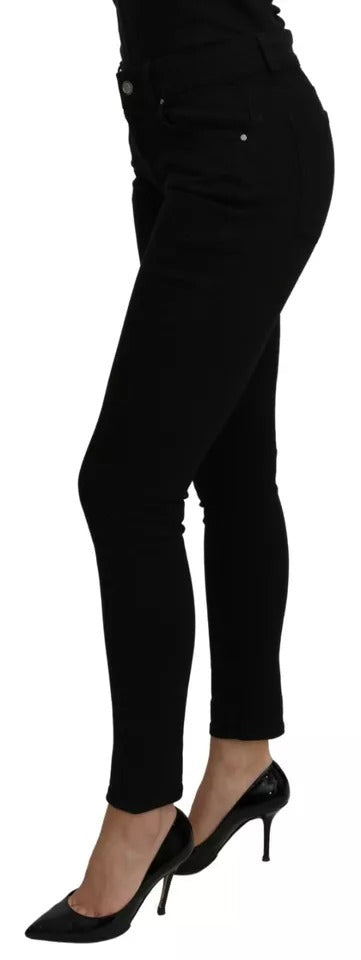 Jean slim taille moyenne en coton stretch noir Dolce & Gabbana