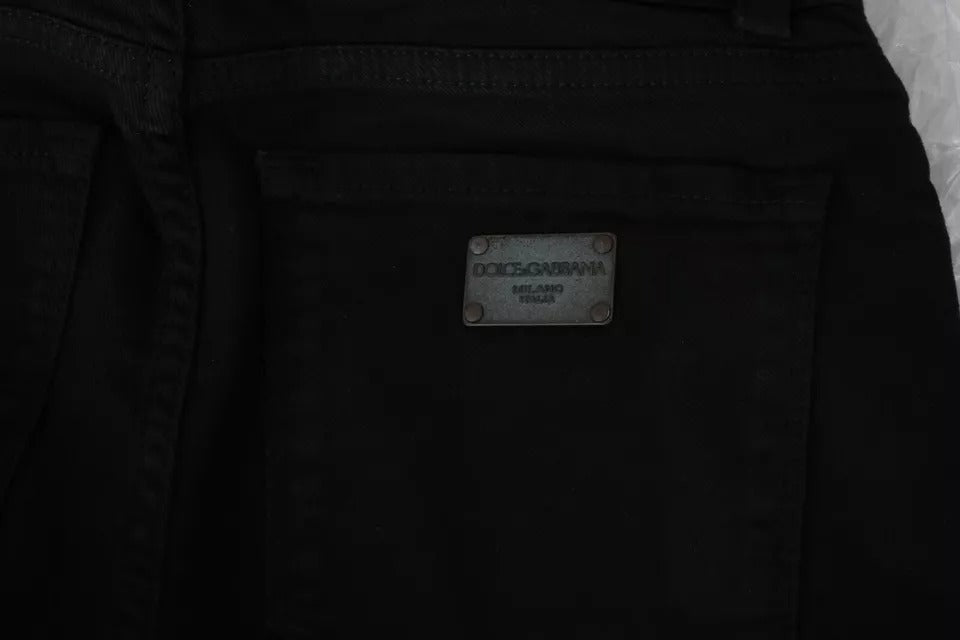 Jean slim taille moyenne en coton stretch noir Dolce & Gabbana