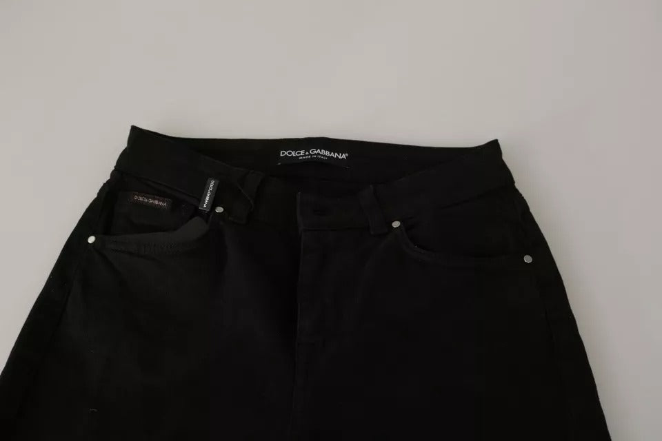 Jean slim taille moyenne en coton stretch noir Dolce & Gabbana