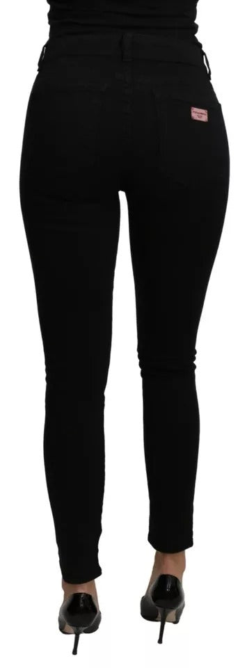 Jean slim taille moyenne en coton stretch noir Dolce & Gabbana