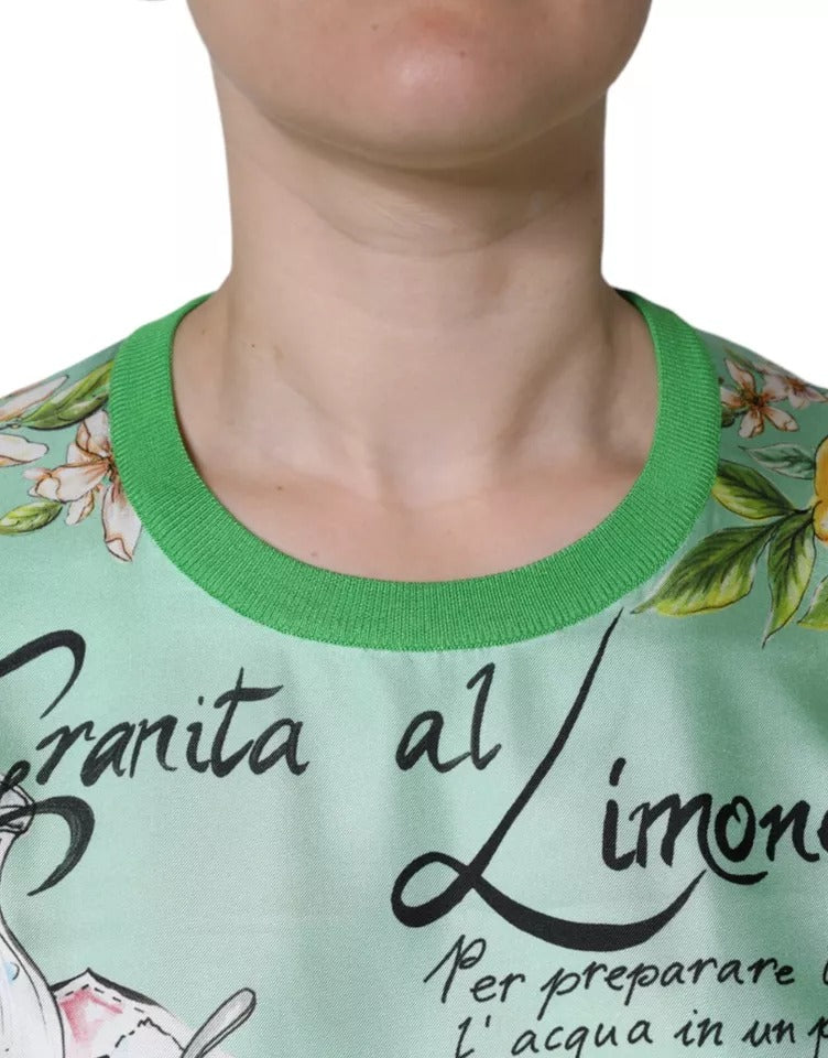 Pull à manches longues Dolce & Gabbana en soie verte et citron granité