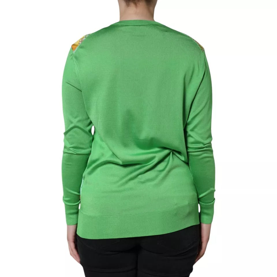 Pull à manches longues Dolce & Gabbana en soie verte et citron granité