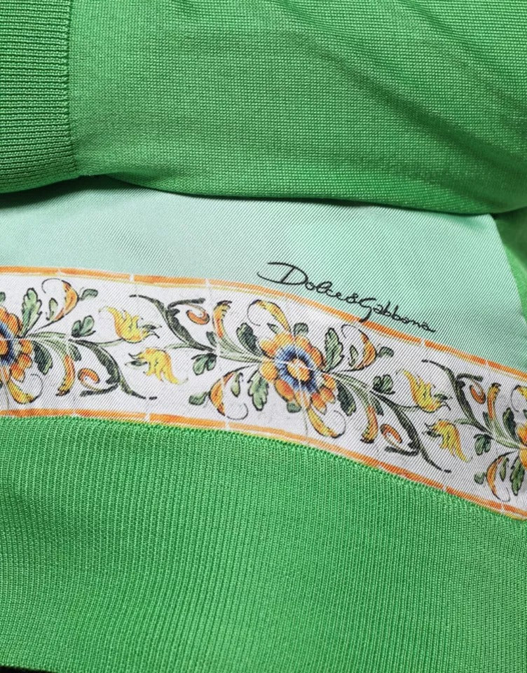 Pull à manches longues Dolce & Gabbana en soie verte et citron granité