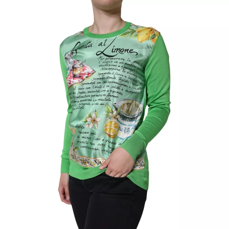 Pull à manches longues Dolce & Gabbana en soie verte et citron granité