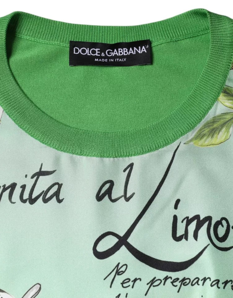 Pull à manches longues Dolce & Gabbana en soie verte et citron granité