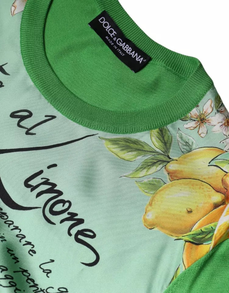 Pull à manches longues Dolce & Gabbana en soie verte et citron granité