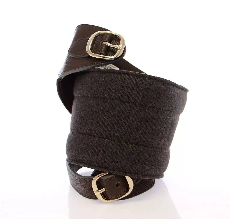Ceinture en cuir et lin marron Dolce & Gabbana avec logo D&G