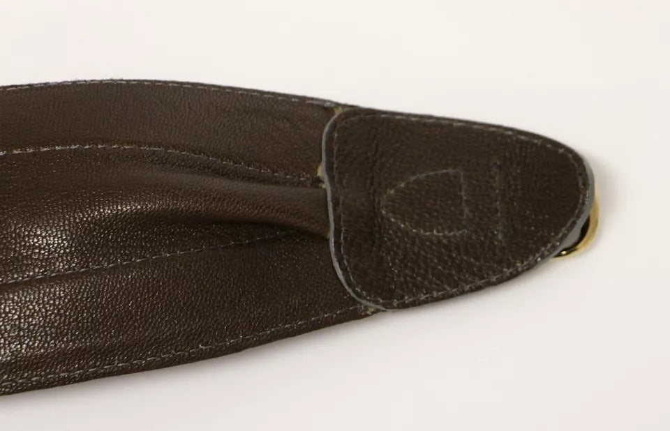 Ceinture en cuir et lin marron Dolce & Gabbana avec logo D&G