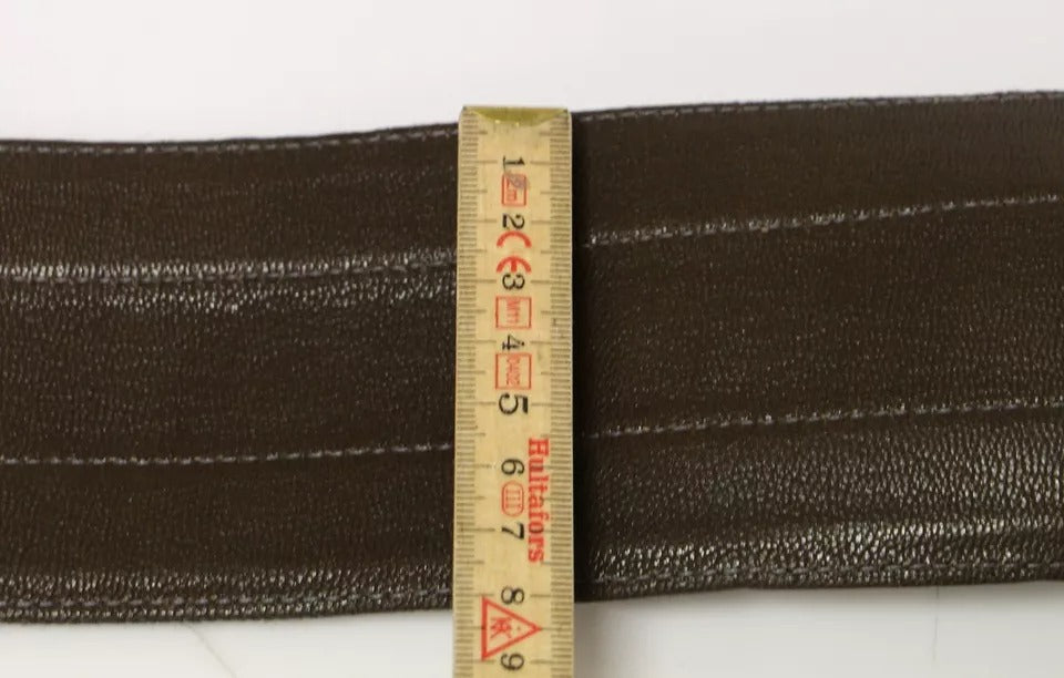 Ceinture en cuir et lin marron Dolce & Gabbana avec logo D&G