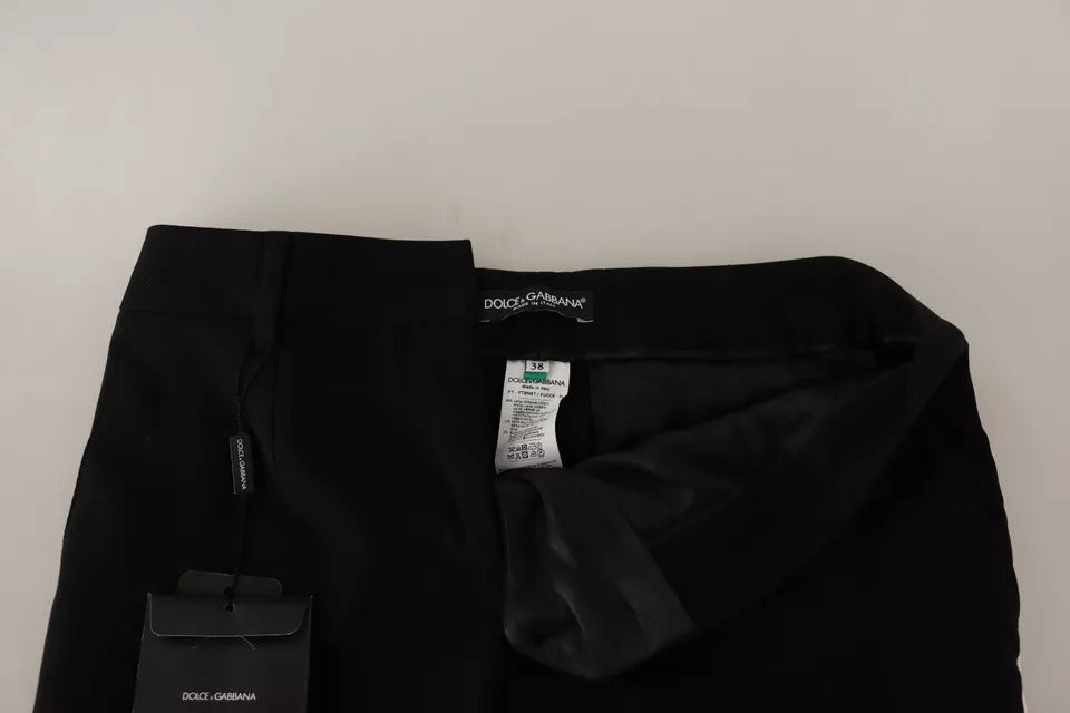 Pantalon fuselé en laine à rayures noires et blanches Dolce & Gabbana