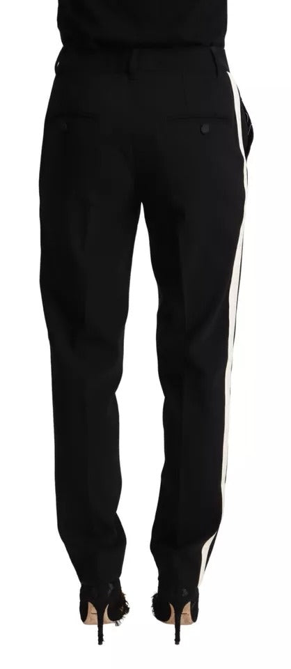 Pantalon fuselé en laine à rayures noires et blanches Dolce & Gabbana