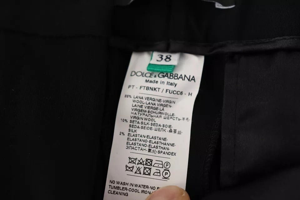 Pantalon fuselé en laine à rayures noires et blanches Dolce & Gabbana
