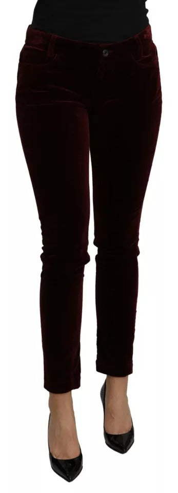 Pantalon slim stretch en velours bordeaux Dolce & Gabbana