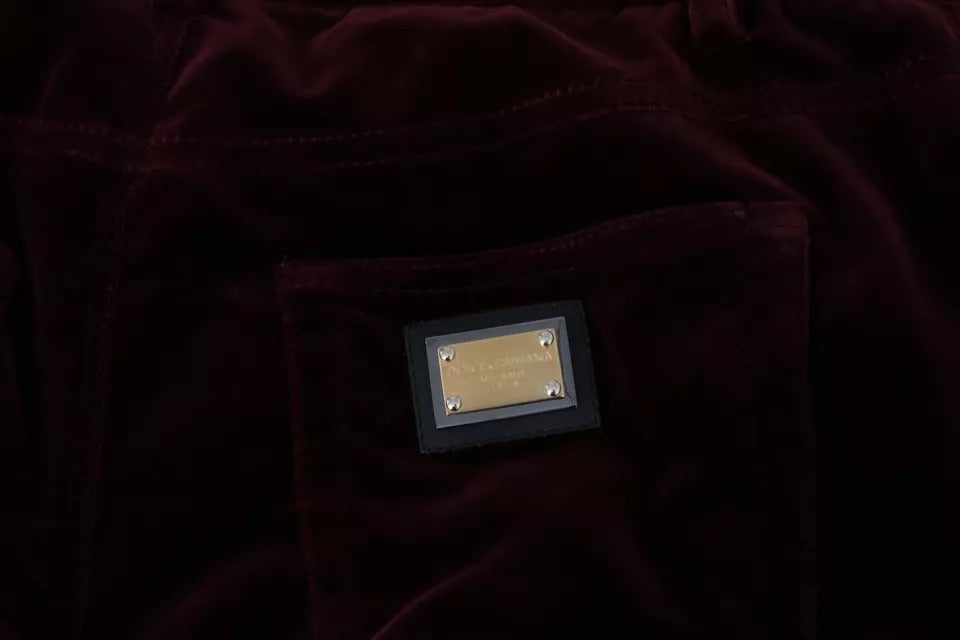 Pantalon slim stretch en velours bordeaux Dolce & Gabbana