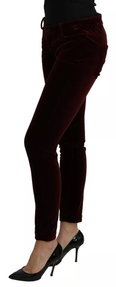 Pantalon slim stretch en velours bordeaux Dolce & Gabbana