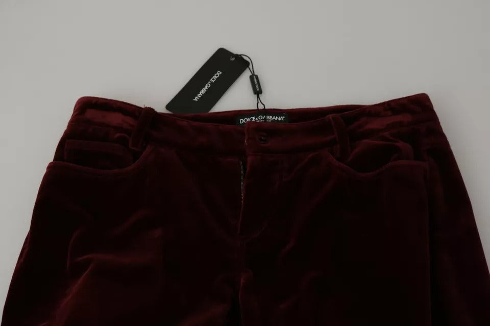 Pantalon slim stretch en velours bordeaux Dolce & Gabbana