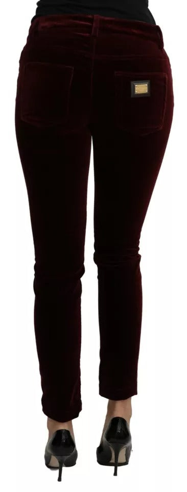 Pantalon slim stretch en velours bordeaux Dolce & Gabbana