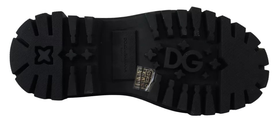 Chaussures de randonnée en cuir noir Dolce & Gabbana à ornements