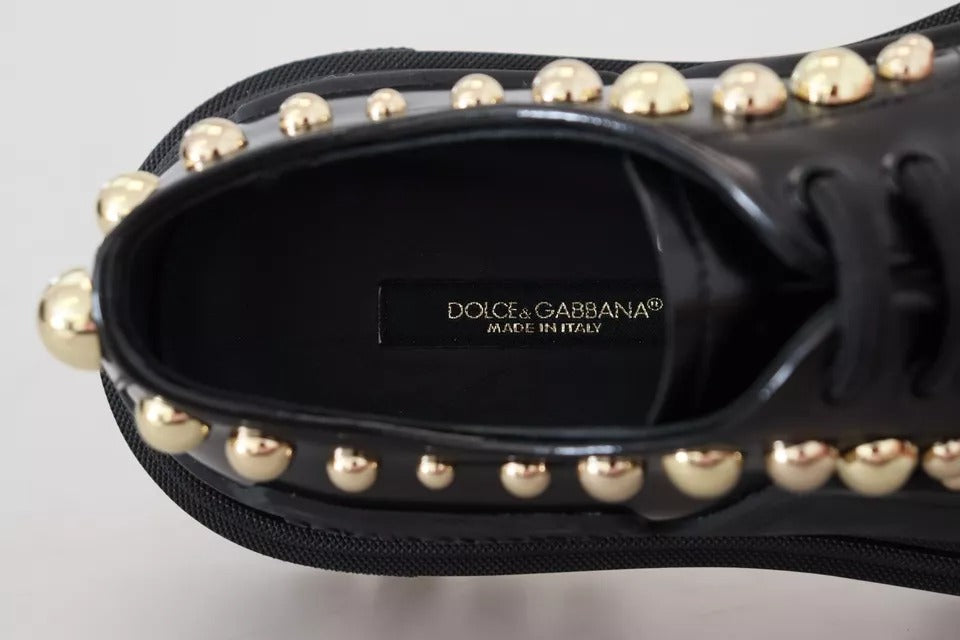 Chaussures de randonnée en cuir noir Dolce & Gabbana à ornements
