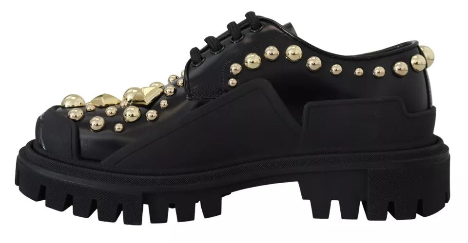 Chaussures de randonnée en cuir noir Dolce & Gabbana à ornements