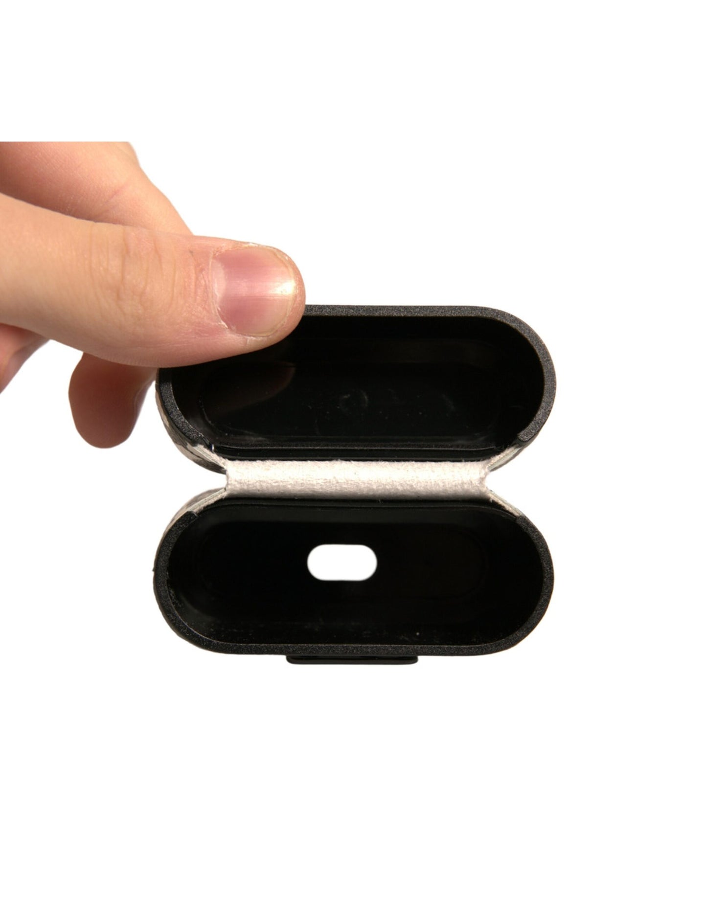 Étui pour Airpods Dolce & Gabbana en cuir noir et blanc avec logo en relief