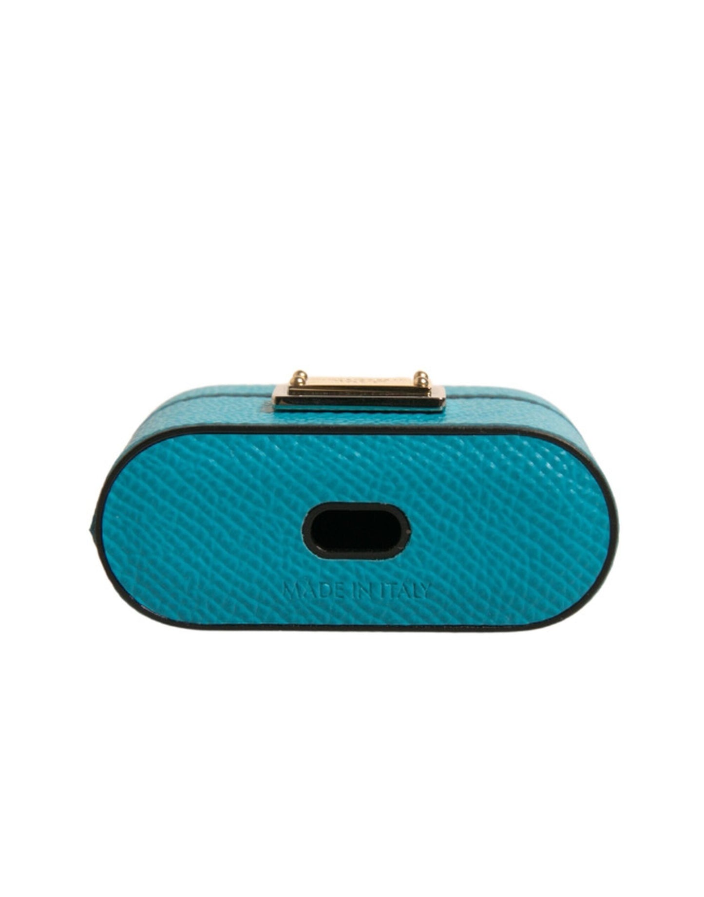 Étui pour Airpods Dolce & Gabbana en cuir vert avec logo en métal