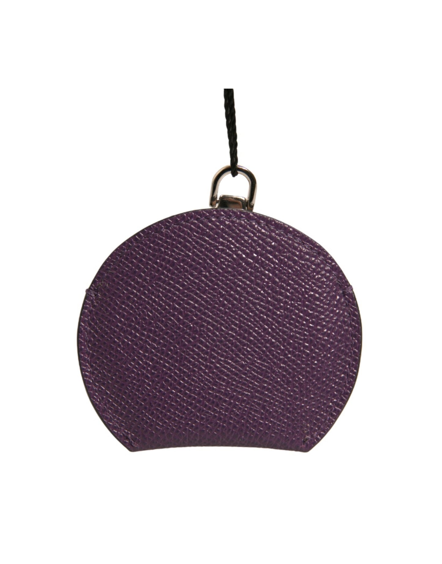Porte-miroir à main rond en cuir de veau violet Dolce & Gabbana avec logo