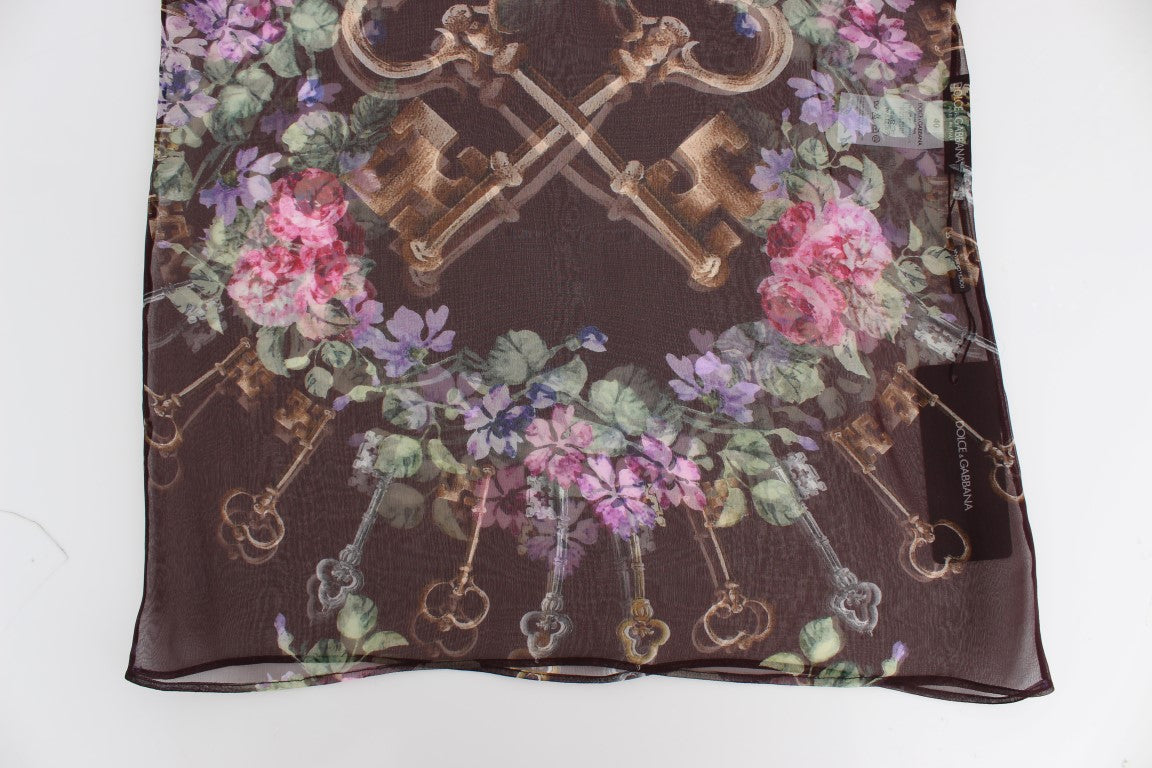 T-shirt chemisier en soie à imprimé floral Black Key de Dolce & Gabbana
