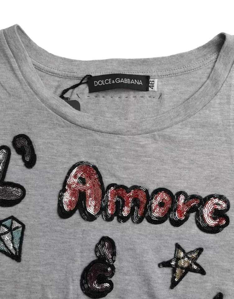 T-shirt en coton gris Dolce & Gabbana Love Is Beauty