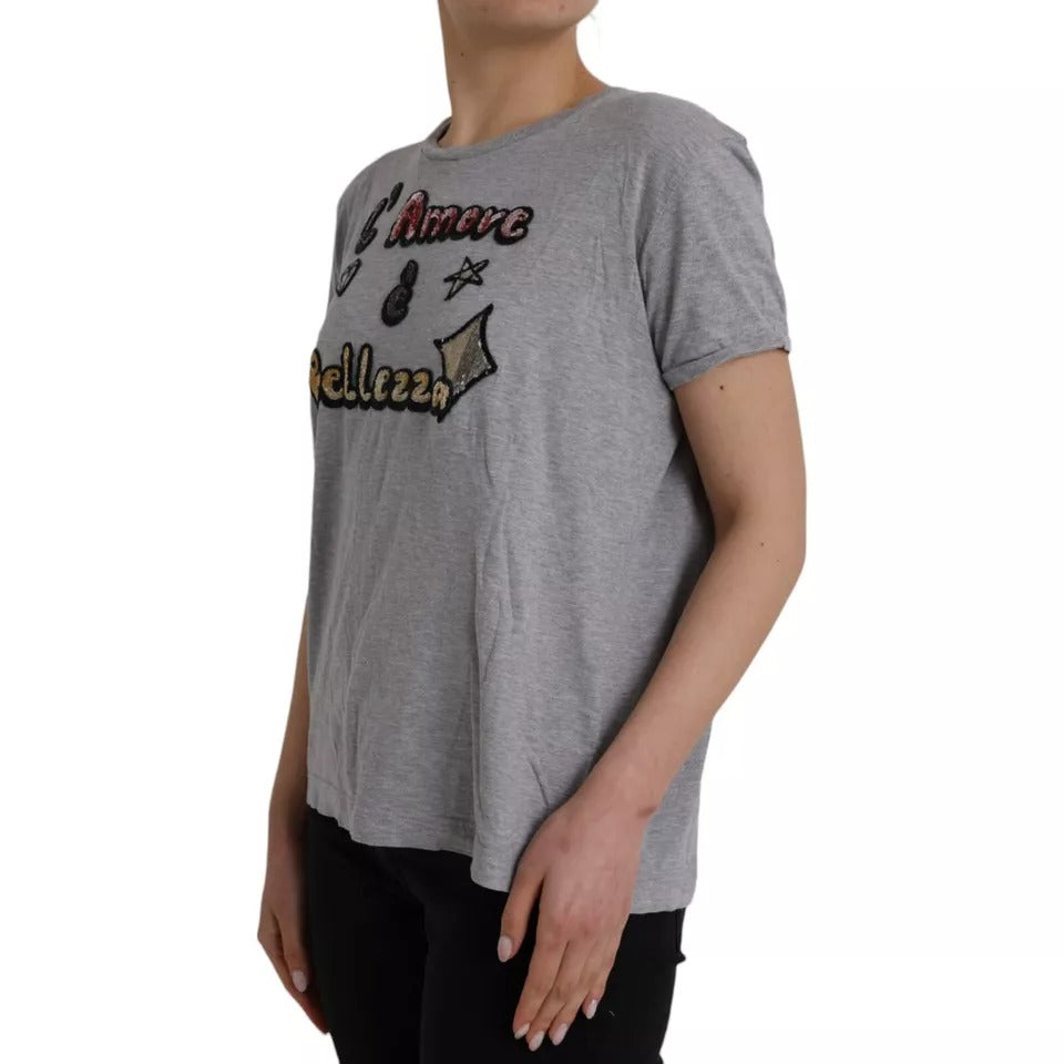 T-shirt en coton gris Dolce & Gabbana Love Is Beauty