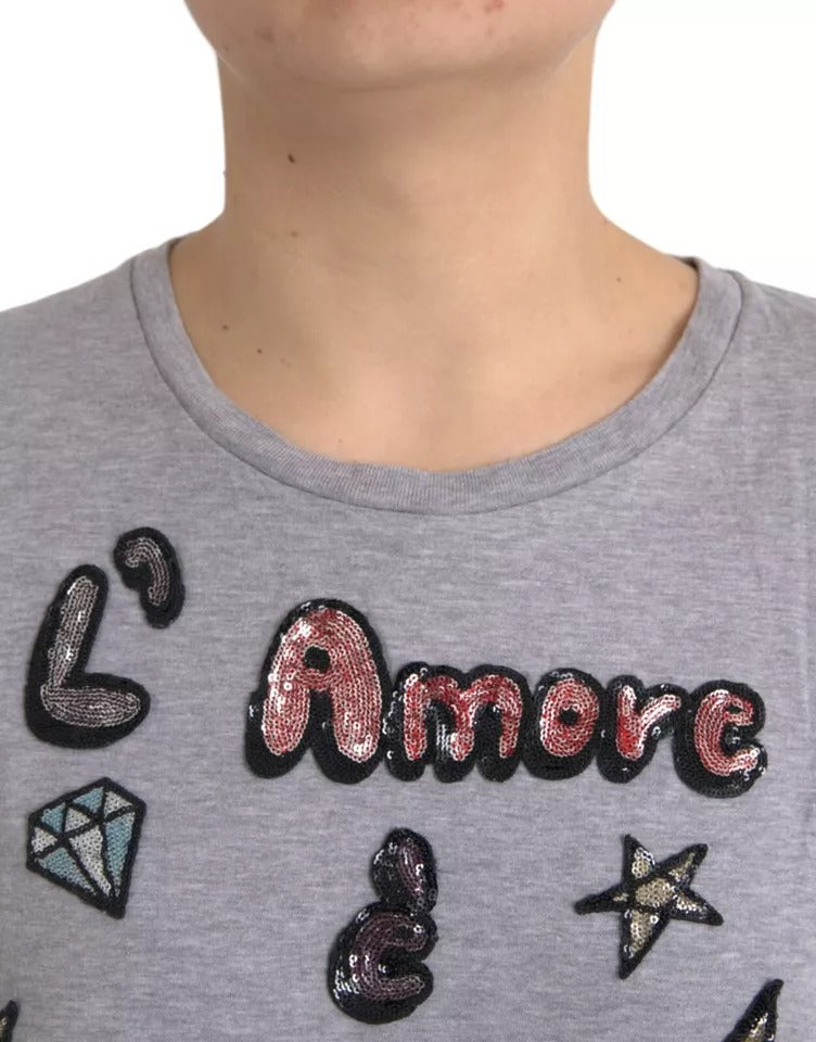 T-shirt en coton gris Dolce & Gabbana Love Is Beauty