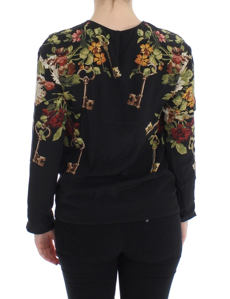 Chemisier en soie à imprimé floral Black Key de Dolce & Gabbana