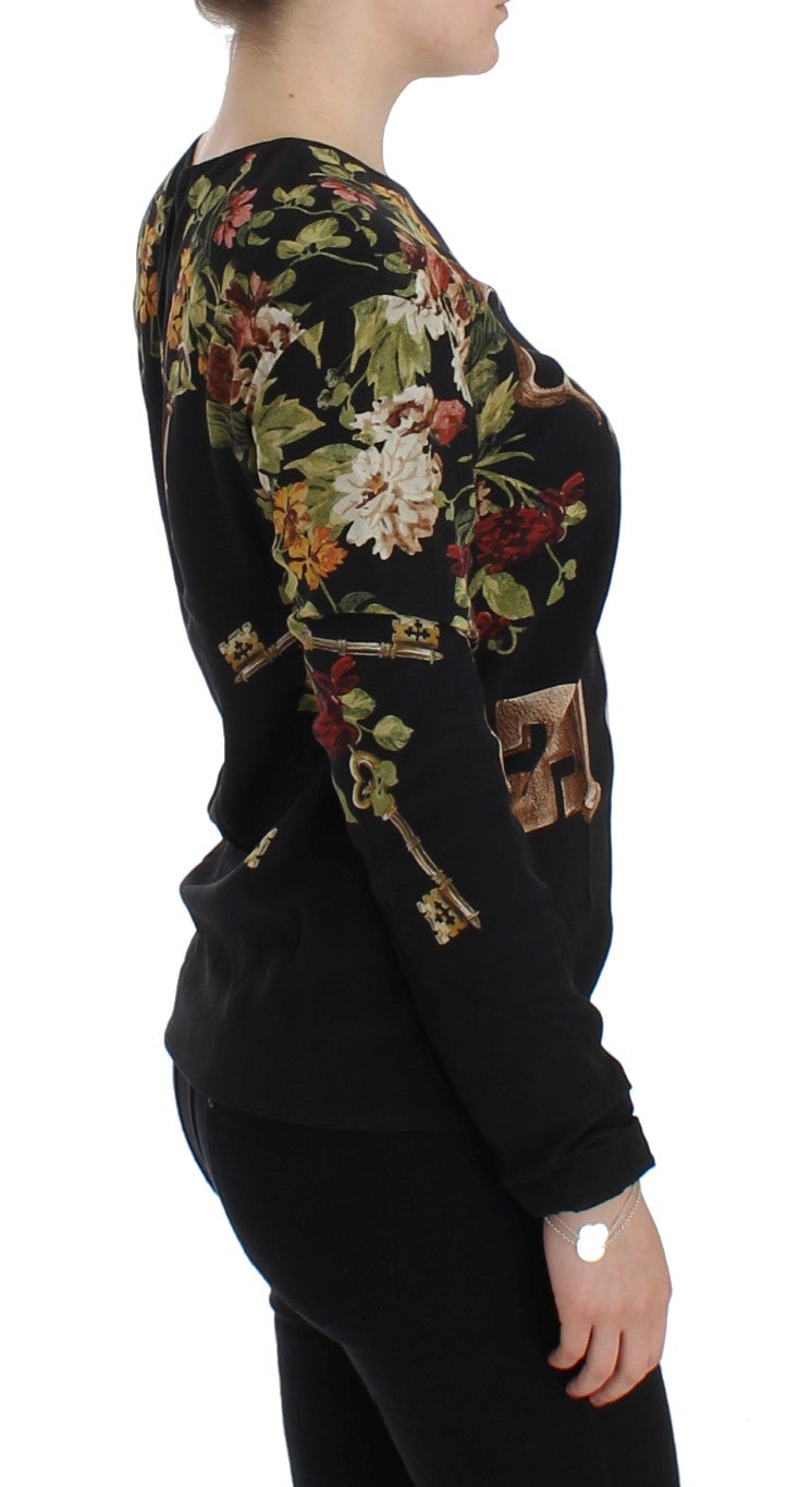 Chemisier en soie à imprimé floral Black Key de Dolce & Gabbana