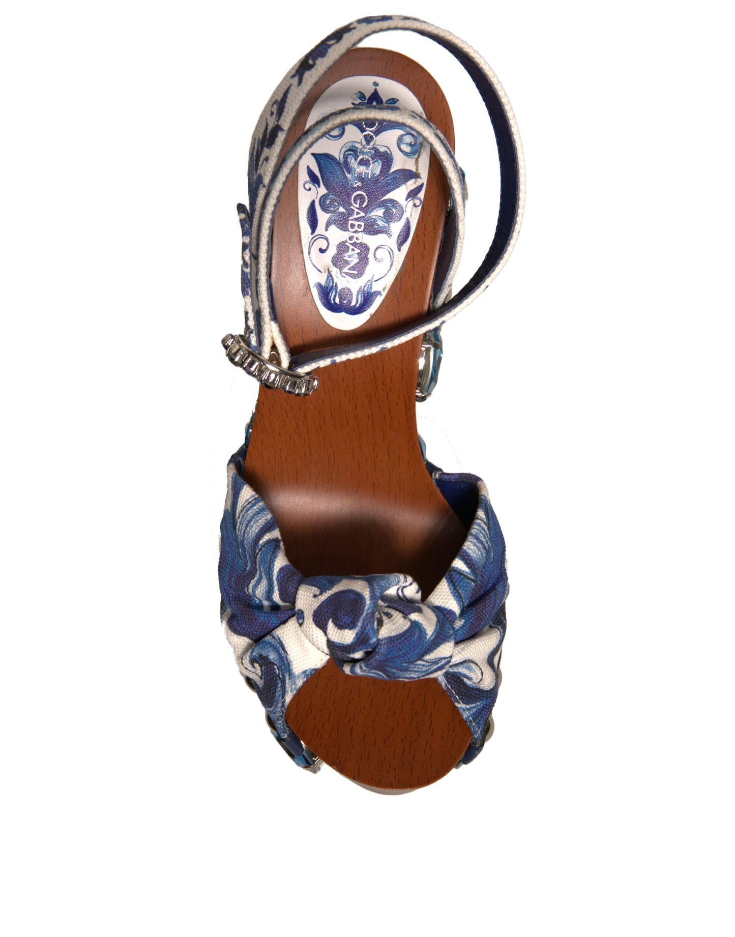 Sandales compensées Dolce & Gabbana à ornements en majolique multicolore