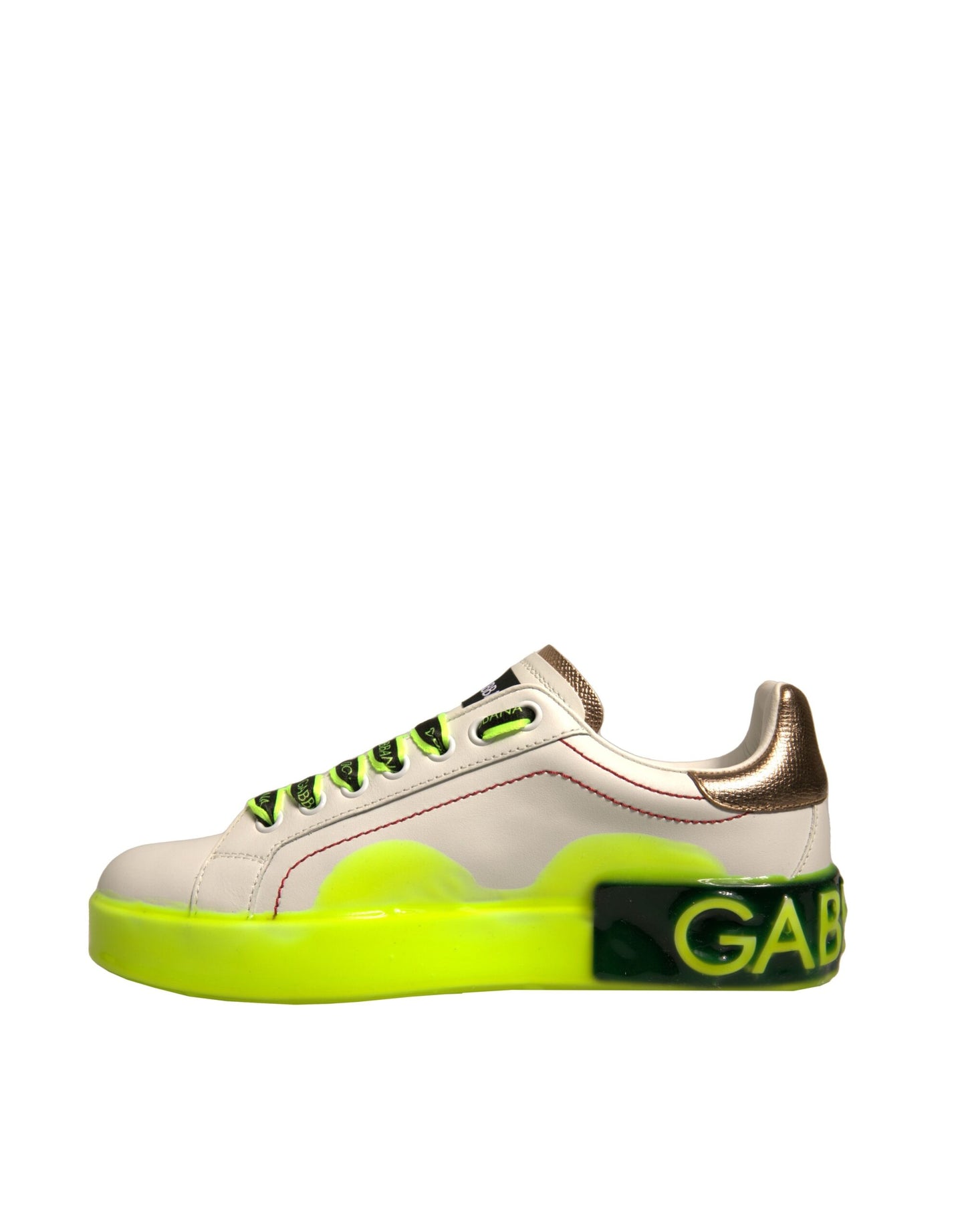 Baskets en cuir Portofino blanches et jaunes Dolce & Gabbana