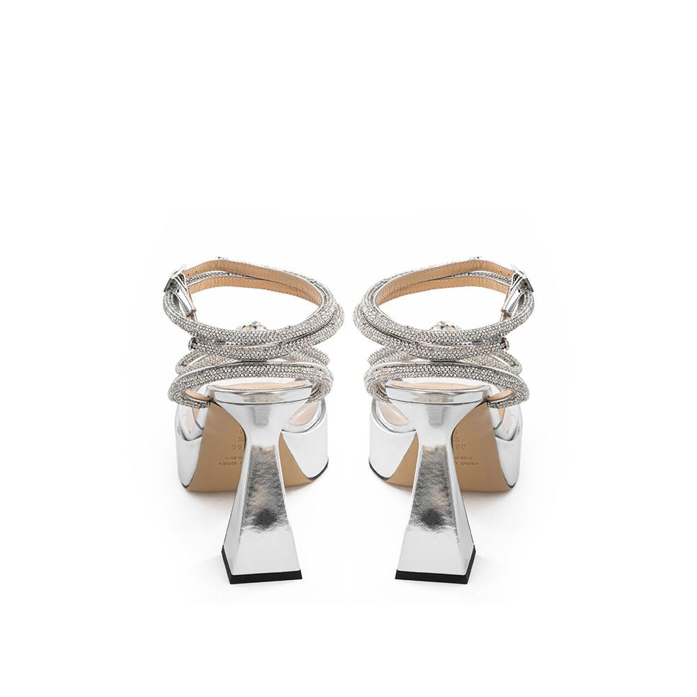 MACH & MACH Élégantes plateformes en cuir argenté
