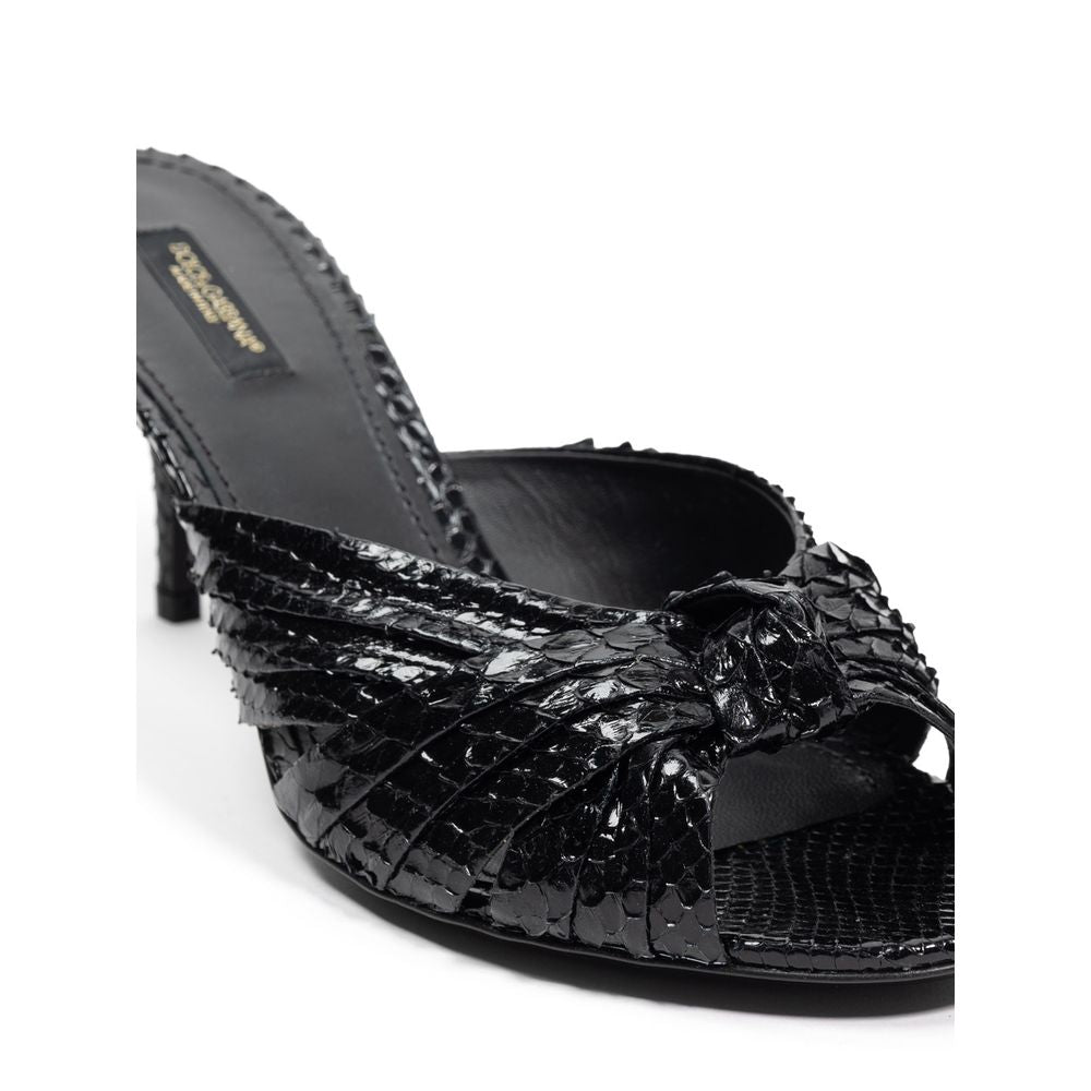 Sandale en peau de serpent noire Dolce & Gabbana