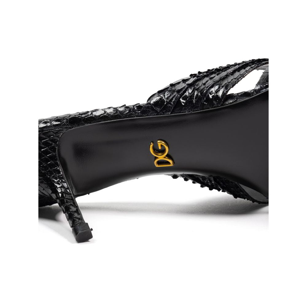 Sandale en peau de serpent noire Dolce & Gabbana