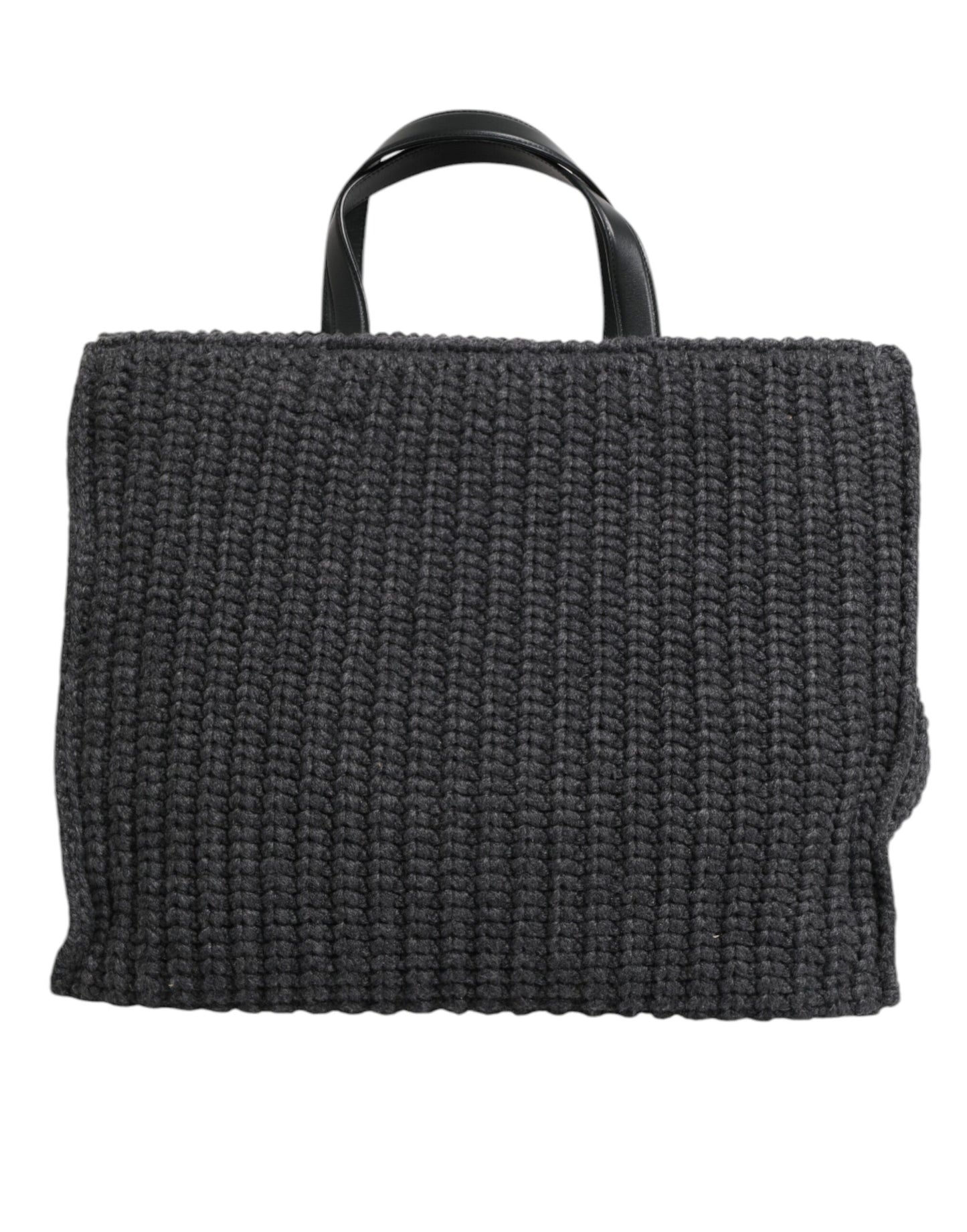 Grand sac cabas noir en maille crochetée Dolce & Gabbana avec logo DG