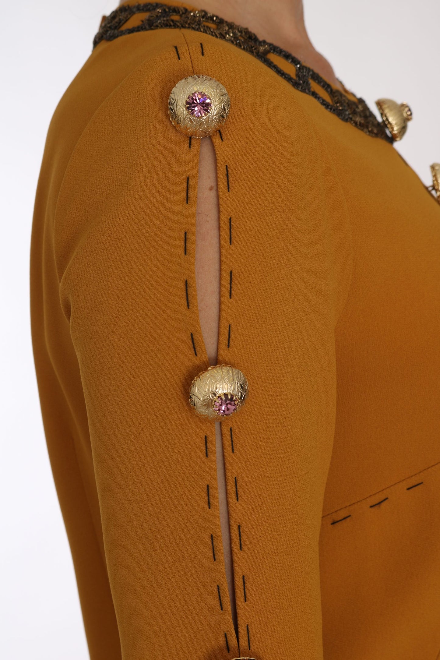 Robe courte marron ornée de cristaux Dolce & Gabbana