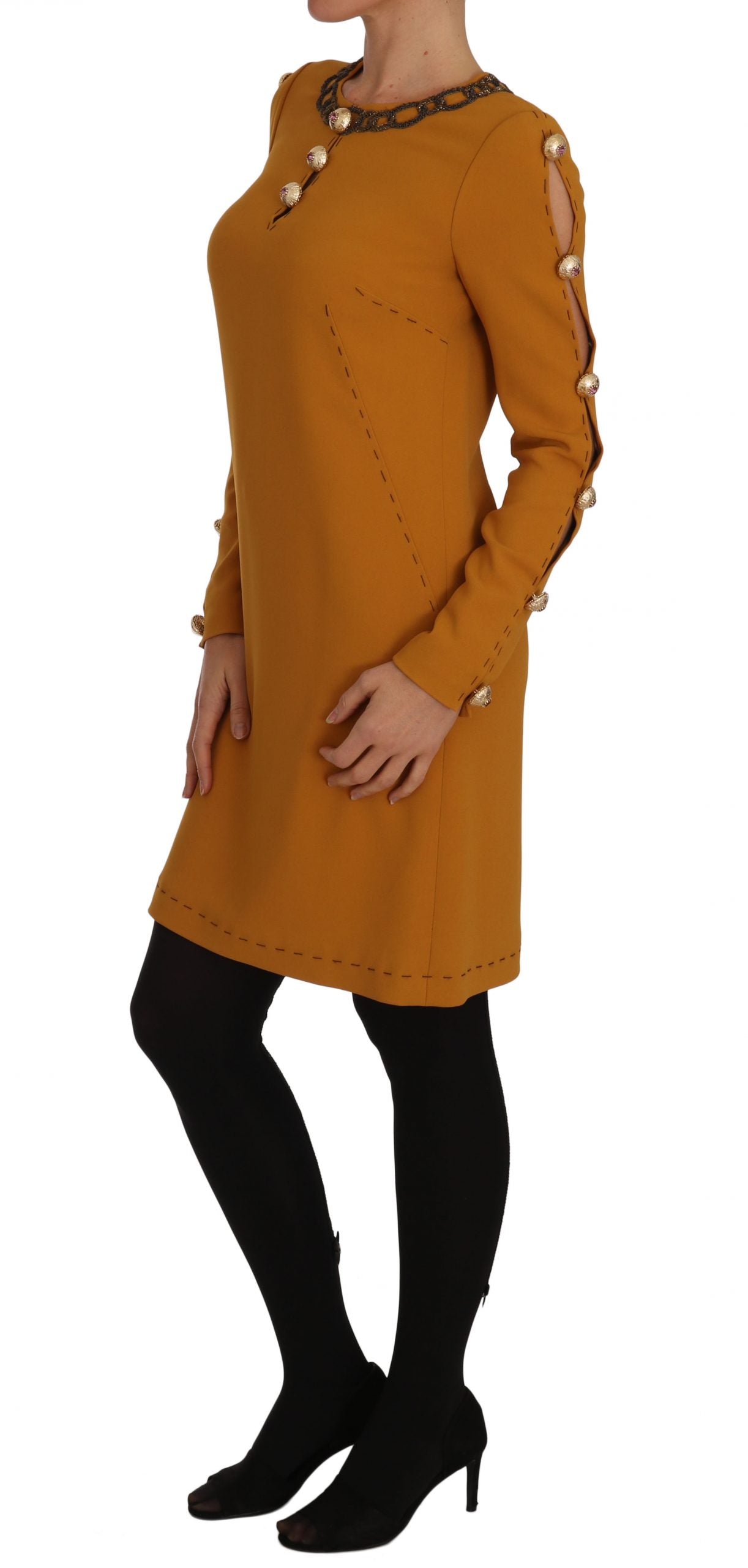 Robe courte marron ornée de cristaux Dolce & Gabbana